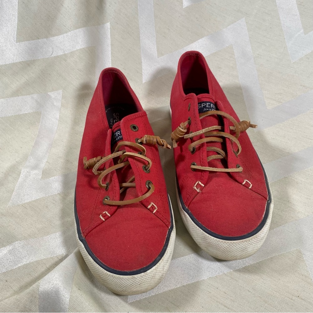 Red Sperry shoes